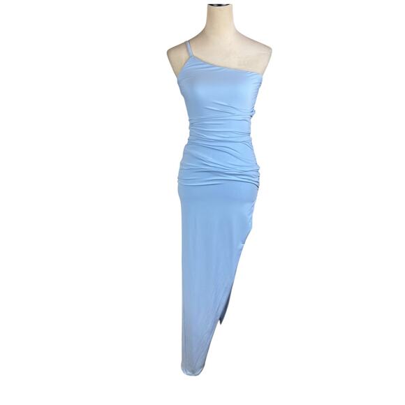 Nookie NWT Aria One Shoulder Gown Light Blue Side Slit Bodycon Party Dress - Picture 5 of 16
